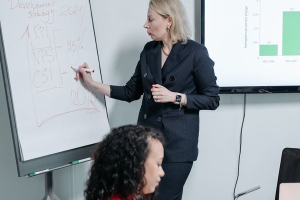 Corporate training session with employees learning change management techniques